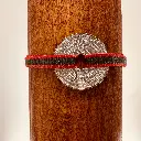 Bracelet Franc 10 cts troué et élastique Vermillion et kaki Homme argent 