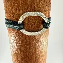 Bracelet 10 Franc évidé cordon élastique vert et bleu, Homme argent 