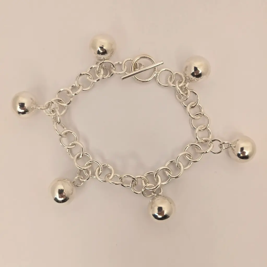 Bracelet 6 grelots argent massif 