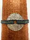 Bracelet homme,10 cts troué, élastique bleu et vert argenté