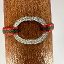 Bracelet 10 Franc évidé cordon élastique vermillon et kaki, Homme plaqué argent  