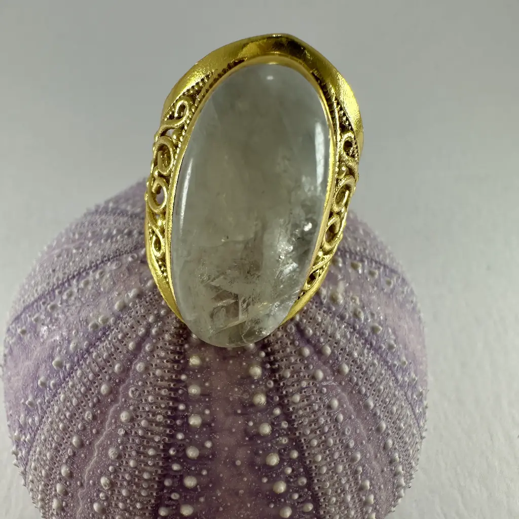 Bague large  Sol Pierre de lune T58 argent