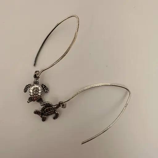 Boucle d'oreille Tortue argent massif 