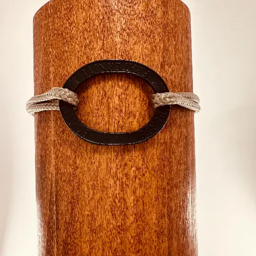 Bracelet 10 Franc évidé avec cordon beige Homme argent oxydé