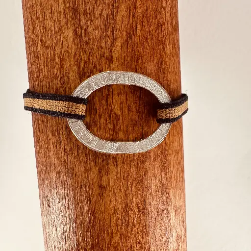 Bracelet Franc contour et élastique bleu et sable Homme argenté  