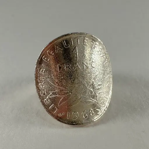 Bague 1 Franc courbé argent  
