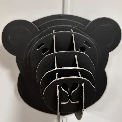 Tête d'ours en papier à assembler Noir