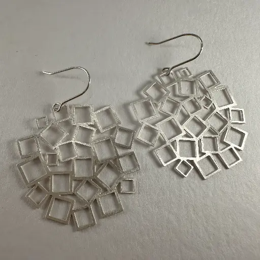 Boucles d'oreilles - Grands Carrés Argent