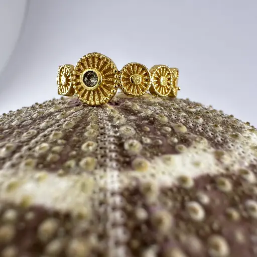 [AR00075] Bague sol bande soleil Topaze bleu  T 52